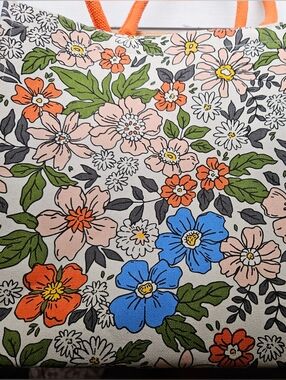 Floral Canvas Tote Bag - Multicolor